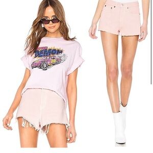 NWT RE/DONE X LEVI’S High Waist Pastel Pink Upcycled Denim Cutoff Jean Short 28